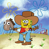 Cowboy Spongebob. Traditional illustration project by Maddie - 01.08.2023