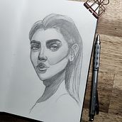 My project for course: Graphite Line Drawing for Portrait Sketchbooking. Sketching, Drawing, Portrait Drawing, and Sketchbook project by Dominique Celine - 01.09.2023