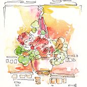 Ink sketches and watercolours. Traditional illustration, and Watercolor Painting project by Luiza Varovici - 01.10.2023