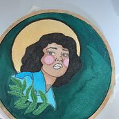 Meu projeto do curso: Criação de retratos bordados com aquarela. Painting, Watercolor Painting, Embroider, and Textile Design project by Jamile Silva - 01.10.2023