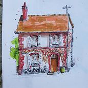 Mon projet du cours : Esquisses d'architecture expressives aux feutres de couleur. Sketching, Drawing, Architectural Illustration, Sketchbook & Ink Illustration project by seb_boedec - 01.11.2023