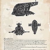 Patentes_naves_Star Wars. Design, Traditional illustration, and Graphic Design project by Fernando Traín Racho - 01.11.2023