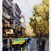 Mi proyecto del curso: Paisajes urbanos en acuarela. Projekt z dziedziny  Sztuki piękne, Malowanie akwarelą,  R i sunek architektoniczn użytkownika Facundo Valiente - 10.01.2023