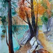 Mein Abschlussprojekt für den Kurs: Realistische Landschaften in Aquarell malen. Painting, Sketching, Watercolor Painting, and Naturalistic Illustration project by Cordula Altersberger - 01.14.2023