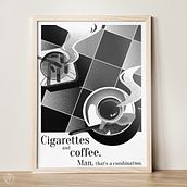 Cigarettes and coffee poster. Traditional illustration, and Design project by Adam Parzyszek - 01.14.2023