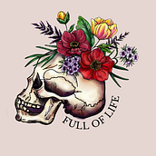 full of life skull with flowers  . % Nora Rudnick tarafından hazırlanan Geleneksel illüstras, Ve on projesi - 11.20.2022
