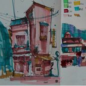 My project for course: Expressive Architectural Sketching with Colored Markers. Sketching, Drawing, Architectural Illustration, Sketchbook & Ink Illustration project by Sholpa B - 11.30.2022