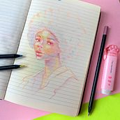 Mi proyecto del curso: Dibujo de retratos llamativos con lápices de colores. Drawing, Portrait Drawing, Sketchbook, and Colored Pencil Drawing project by Ana Polo - 01.14.2023