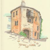 Medieval house. Traditional illustration, Street Art, Sketchbook, and Sketching project by rule69 - 01.18.2023