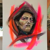Mi proyecto del curso: Retrato experimental: fusiona óleo, acrílico y pintura en spray . Fine Arts, Painting, Acr, lic Painting, and Oil Painting project by Fernanda González - 01.20.2023