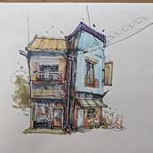 Mi proyecto del curso: Dibujo arquitectónico expresivo con marcadores de colores. Sketching, Drawing, Architectural Illustration, Sketchbook & Ink Illustration project by mr.d.harrison - 01.21.2023