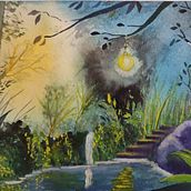 My project for course: Fantasy Landscapes with Watercolor & Gouache. Een project van  Beeldende kunst, Schilderij, Aquarelschilderen, Naturalistische illustratie y Schilderen met gouache van Micaela D'Emili - 20.01.2023