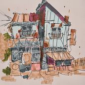 My project for course: Expressive Architectural Sketching with Colored Markers. Sketching, Drawing, Architectural Illustration, Sketchbook & Ink Illustration project by Gabi Harding - 01.22.2023
