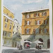 Mijn project van de cursus: Aquareltechnieken voor moderne stadslandschappen. Pintura, e Pintura em aquarela projeto de Cora Bijsterveld - 22.01.2023