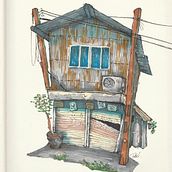 Cornershop. Traditional illustration, Sketchbook, Sketching, Street Art, and Architectural Illustration project by rule69 - 01.22.2023