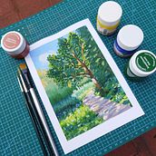 My project for course: Landscape Painting with Gouache for Beginners. Fine Arts, Painting, Naturalistic Illustration, and Gouache Painting project by Tamás Nagy - 01.23.2023