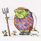 Boggart: dip pen and water colour. Traditional illustration, Character Design, Painting, Sketching, Drawing, Watercolor Painting, Stor, telling, Artistic Drawing, Children's Illustration, and Narrative project by monstermagic - 01.20.2023