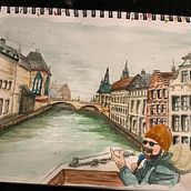 Ghent Canal Tour Ein Projekt aus dem Bereich Traditionelle Illustration von Kristin Okhmatovski Nemetchek - 24.01.2023