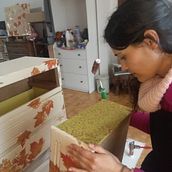 "Sol de Outono". Un proyecto de Bellas Artes, DIY, Upc, cling, Pintura decorativa, Restauración, upc, cling de muebles, Pintura acrílica, Creatividad y Pintura de Diana Madeira - 25.01.2023