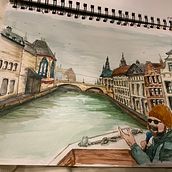 Ghent Canal Tour Ein Projekt aus dem Bereich Traditionelle Illustration von Kristin Okhmatovski Nemetchek - 23.01.2023