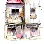 Mon projet du cours : Esquisses d'architecture expressives aux feutres de couleur. Sketching, Drawing, Architectural Illustration, Sketchbook & Ink Illustration project by Odile Odile FEVRE - 01.27.2023