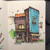 My project for course: Expressive Architectural Sketching with Colored Markers. Projekt z dziedziny Tradycyjna ilustracja, Sketching,  Rysunek,  Rysunek architektoniczny, Sketchbook i  Rysunek atramentem użytkownika vopok - 27.01.2023