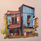 My project for course: Expressive Architectural Sketching with Colored Markers. Sketching, Drawing, Architectural Illustration, Sketchbook & Ink Illustration project by rtnygren - 01.28.2023