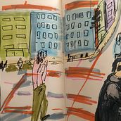 My project for course: Urban Sketching: Capture Your City in Motion. Ilustração tradicional, Esboçado, Desenho, Pintura em aquarela, Ilustração arquitetônica, e Sketchbook projeto de Dina Soliman - 22.01.2023