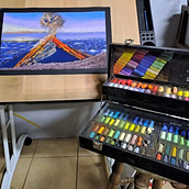 Pintura del "Volcán de fuego" con tiza pastel. Un progetto di Pittura e Creatività di andrea_trigueros16 - 09.06.2022