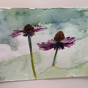 A bee on a flower. Un proyecto de Pintura a la acuarela, Ilustración con tinta y Dibujo de Heather Gray - 28.01.2023