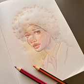 Mi proyecto del curso: Dibujo de retratos llamativos con lápices de colores. Drawing, Portrait Drawing, Sketchbook, and Colored Pencil Drawing project by dimane - 01.29.2023