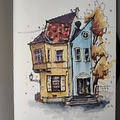 My project for course: Expressive Architectural Sketching with Colored Markers. Sketching, Drawing, Architectural Illustration, Sketchbook & Ink Illustration project by Balázs Bihari - 01.29.2023
