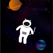 Gato en el espacio. Un proyecto de Ilustración tradicional de Abru Zas - 09.01.2023