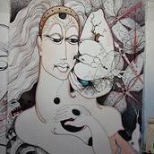 Surreal drawing into full-color watercolor painting. Un proyecto de Bellas Artes, Pintura a la acuarela y Dibujo artístico de Cecilia Henle - 30.01.2023