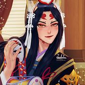 Tamamo no Mae. Traditional illustration, and Digital Drawing project by Gabriela Estrázulas - 01.13.2023