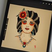 Meu projeto do curso: Design de tatuagens estilo old school no Procreate. Un projet de Illustration traditionnelle, Dessin, Illustration numérique , et Conception de tatouage de Marco Santos - 30.01.2023