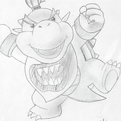 Bowser Jr. (Dibujo a lápiz). Drawing, and Pencil Drawing project by Andrés Manuel Carriles Pérez - 01.31.2023