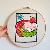 Cat. Un projet de Broderie, Design textile et Illustration jeunesse de Ariadna Shafet - 02.09.2022