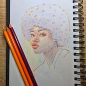 Mon projet du cours : Dessin de portraits expressifs aux crayons de couleur . Drawing, Portrait Drawing, Sketchbook, and Colored Pencil Drawing project by marine_p - 01.31.2023