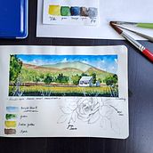 Mein Abschlussprojekt für den Kurs: Aquarellreiseheft. Traditional illustration, Watercolor Painting, Architectural Illustration, and Sketchbook project by scludwig - 02.01.2023