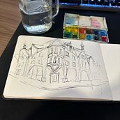 My project for course: Architectural Sketching with Watercolor and Ink. Sketching, Drawing, Watercolor Painting, Architectural Illustration, Sketchbook & Ink Illustration project by Henrique Siliprandi - 02.01.2023