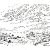En vélo sur la colline - 2022. Traditional illustration, Drawing & Ink Illustration project by Domi B - 02.03.2023