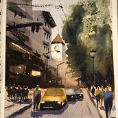 Mi proyecto del curso: Paisajes urbanos en acuarela. Un progetto di Belle arti, Pittura ad acquerello e Illustrazione architettonica di jabi76 - 03.02.2023
