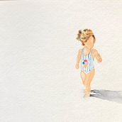 Paseo por la playa. Traditional illustration, Watercolor Painting, and Fine Arts project by César Sánchez Huertas - 02.04.2023