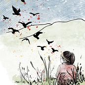 Der Traum vom Fliegen. Ilustração tradicional projeto de Anne - 04.02.2023