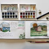 Meu projeto do curso: Caderno de viagem em aquarela. Un projet de Illustration traditionnelle, Aquarelle, Illustration architecturale , et Carnet de croquis de Juli Losi - 04.02.2023