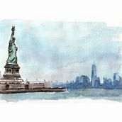 statue of liberty. Traditional illustration, and Watercolor Painting project by Maggie Huth - 02.05.2023