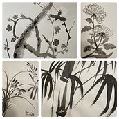 Mein Abschlussprojekt für den Kurs: Einführung in die Sumi-e-Malerei  Ein Projekt aus dem Bereich Traditionelle Illustration, Bildende Künste, Malerei, Zeichnung und Illustration mit Tinte von Doreen Kurtz - 05.02.2023