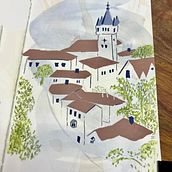 Portugal Rooftop Urban Sketch. Een project van Traditionele illustratie, Schilderij,  Architecturale illustratie y  Illustratie met inkt van Lauren Powell - 05.02.2023