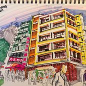Reclaimation Street 45. Esboçado, Desenho, Ilustração arquitetônica, Ilustração com tinta, e Sketchbook projeto de jones chan - 06.02.2023